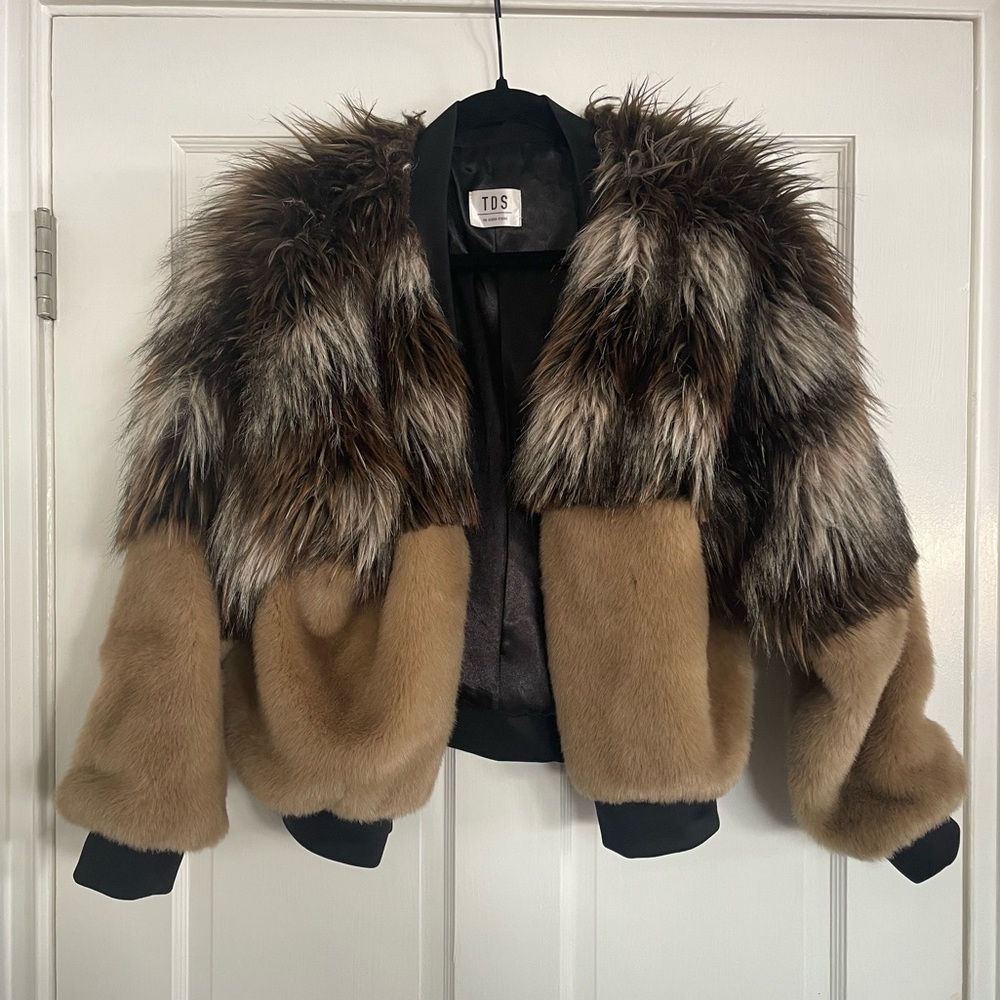 TDS The Design Studio Hawarden Faux Fur Jacket - Brown and Black